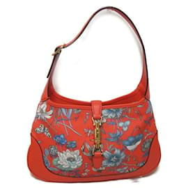 Gucci-Bolso hobo de la colección Jackie Flora con adornos de cuero de Gucci Bolso bandolera de lona 550152 En muy buenas condiciones-Otro