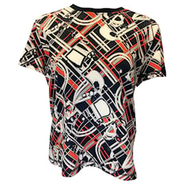 Autre Marque-Hermes Black / ivory / Red 2023 Desordre et Chains Short Sleeved Cotton Tee Shirt-Multiple colors