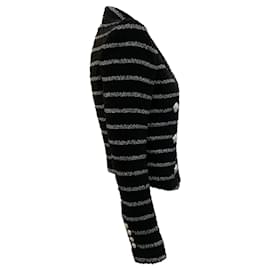 Autre Marque-Balmain Black White Tweed Open Front Jacket-Black