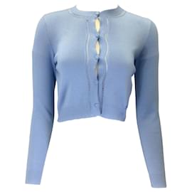 Autre Marque-Gucci Light Blue Cropped Long Sleeved Knit Cardigan Sweater-Blue