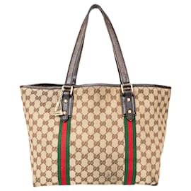 Gucci-Gucci GG Monogram Sherry Line Tote Bag-Brown