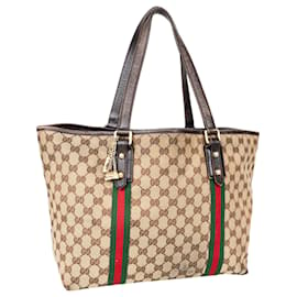 Gucci-Gucci GG Monogram Sherry Line Tote Bag-Brown