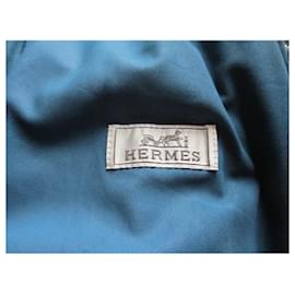 Hermès-Leather jacket, size 46. Unisex.-Blue
