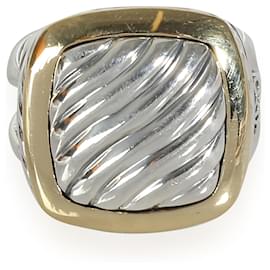 David Yurman-David Yurman Sculpted Cable Ring in 18k yellow gold/sterling silver-Silvery,Metallic