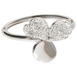 Tiffany & Co-TIFFANY & CO. Anel de diamante com flores de papel 18K ouro branco 0.16 ctw-Prata,Metálico