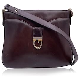Gucci-Vintage Dark Brown Leather Shoulder Bag Handbag-Brown