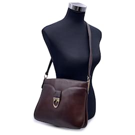 Gucci-Vintage dunkelbraun Leder Schultertasche Handtasche-Braun