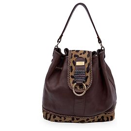 Gianfranco Ferré Vintage Braune Leder Ponyhaar Eimer Tasche Braun