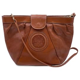 Gianfranco Ferré-Vintage Light Brown Pleated Leather Shoulder Bag-Brown