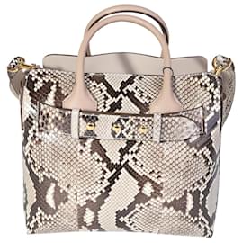 Burberry-Burberry Natural Python & Pale Drift Leather Small Belt Bag-Brown,Beige