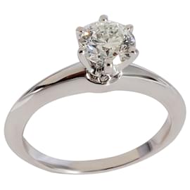 Tiffany & Co-TIFFANY & CO. Bague de fiançailles solitaire diamant en platine H VS1 0.88 ctw-Argenté,Métallisé