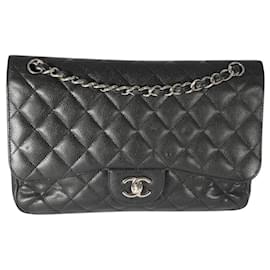 Chanel-Chanel Black Caviar Leather Jumbo Double Flap Bag-Black