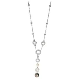 Cartier-Cartier Himalia Pearl Diamond Necklace in 18K white gold 2.5 ctw-Silvery,Metallic