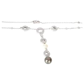 Cartier-Cartier Himalia Pearl Diamond Necklace in 18K white gold 2.5 ctw-Silvery,Metallic