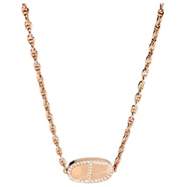 Hermès-Hermès Chaine d'Ancre Verso Necklace in 18K Rose Gold 0.88 Ctw-Metallic