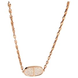 Hermès-Hermès Chaine d'Ancre Verso Necklace in 18K Rose Gold 0.88 Ctw-Metallic