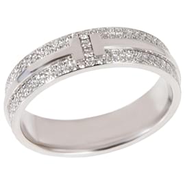 Tiffany & Co-TIFFANY & CO. Anel de diamante largo Tiffany T em 18K ouro branco 0.57 ctw-Prata,Metálico