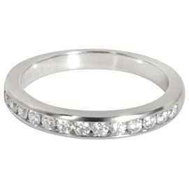 Tiffany & Co-TIFFANY Y COMPAÑIA. Alianza de boda con diamantes de canal en platino 0.24 por cierto-Plata,Metálico