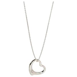 Tiffany & Co-TIFFANY & CO. ELSA PERETTI 27 Pingente de coração aberto mm em uma corrente, prata de lei-Prata,Metálico