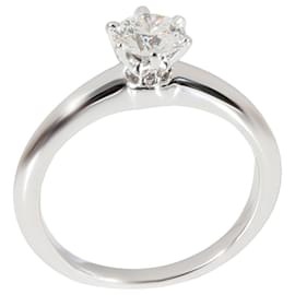 Tiffany & Co-TIFFANY & CO. Tiffany Setting Diamond Solitaire Ring in 950 Platinum H VS2 0.58-Silvery,Metallic