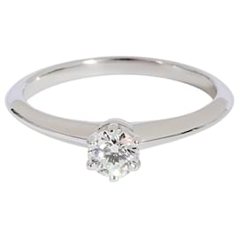 Tiffany & Co-TIFFANY & CO. Diamond Solitaire Ring in Platinum H VS1 0.26 ctw-Silvery,Metallic