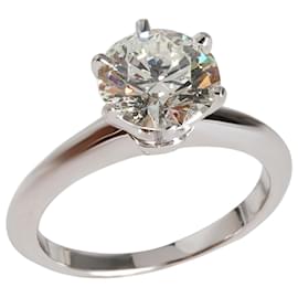 Tiffany & Co-TIFFANY & CO. Anello di fidanzamento con diamante solitario in platino H VS1 1.53 ct-Argento,Metallico