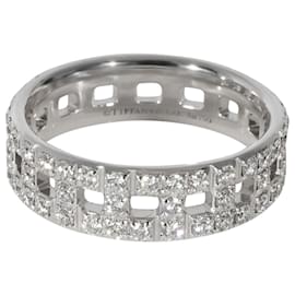 Tiffany & Co-TIFFANY & CO. Anel de diamante Tiffany True em 18K ouro branco 0.99 ctw-Prata,Metálico