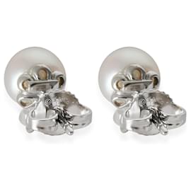 Tiffany & Co-TIFFANY & CO. Boucles d'oreilles à tige avec perles signature 18K or blanc-Argenté,Métallisé