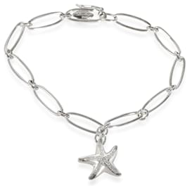 Tiffany & Co-TIFFANY & CO. Bracelet en platine étoile de mer diamant vintage Elsa Peretti 0.13 ctw-Argenté,Métallisé