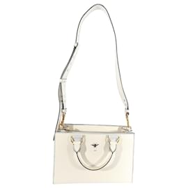 Dior-Christian Dior White Smooth Leather D-Bee Tote-White