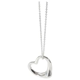 Tiffany & Co-TIFFANY & CO. ELSA PERETTI 27 Pingente de coração aberto mm em uma corrente, prata de lei-Prata,Metálico
