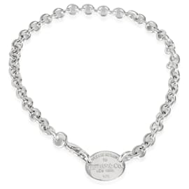 Tiffany & Co-TIFFANY & CO. Return To Tiffany Oval Tag Halskette aus Sterlingsilber-Silber,Metallisch