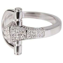 Gucci-Anello Gucci Chiodo Horsebit con diamanti in 18K oro bianco 0.40 ctw-Argento,Metallico