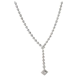 Tiffany & Co-TIFFANY & CO. Grace Necklace with Princess Cut Pendant in Platinum, 4.10 ctw-Silvery,Metallic