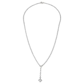 Tiffany & Co-TIFFANY & CO. Grace Necklace with Princess Cut Pendant in Platinum, 4.10 ctw-Silvery,Metallic