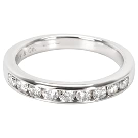 Tiffany & Co-TIFFANY & CO. Conjunto de canais 9 Aliança de casamento de diamante em platina, 1/3 ctw-Prata,Metálico