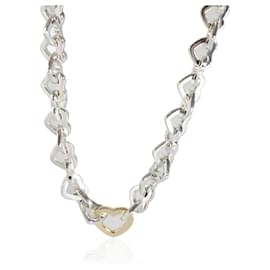 Tiffany & Co-TIFFANY & CO. Halskette mit Herzgliedern in 18K Gelbgold/Sterlingsilber-Silber,Metallisch