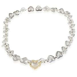 Tiffany & Co-TIFFANY & CO. Heart Link Necklace in 18k yellow gold/sterling silver-Silvery,Metallic