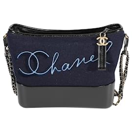 Chanel-Grande Gabrielle Hobo ricamato in lana blu navy di Chanel Paris-hamburg-Nero