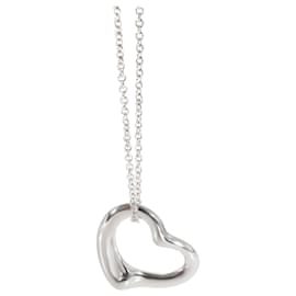 Tiffany & Co-TIFFANY & CO. Elsa Peretti Open Heart Pendant on a Chain in Sterling Silver-Silvery,Metallic
