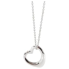 Tiffany & Co-TIFFANY & CO. Pingente de coração aberto Elsa Peretti em uma corrente em prata de lei-Prata,Metálico
