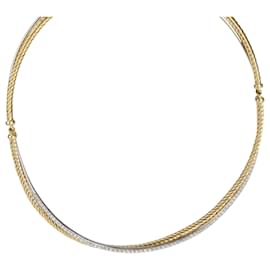 David Yurman-David Yurman Crossover-Diamant-Halskette in 18K 2 Ton Gold 0.60 ctw-Golden,Metallisch
