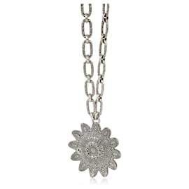 Gucci-Collar con flor G forrada de Gucci Marmont en plata de ley con cadena larga-Plata,Metálico