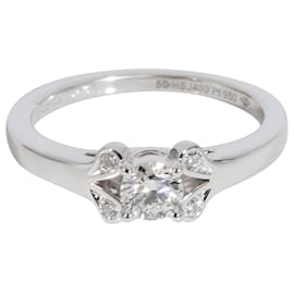 Cartier-Anello di fidanzamento con diamante Cartier Ballerine in 950 Platino F VS1 0.27 ctw-Argento,Metallico