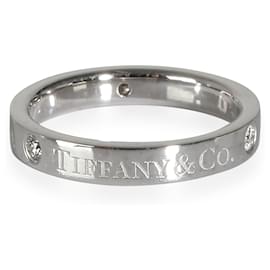 Tiffany & Co-TIFFANY & CO. 3mm Cinturino in platino 0.03 ctw-Argento,Metallico