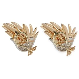Tiffany & Co-TIFFANY & CO. Sclumberger Flame Earrings in 18k yellow gold/platinum 1.86 ctw-Silvery,Metallic
