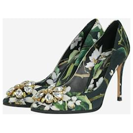 Dolce & Gabbana-Zapatos de salón negros con adornos florales - talla UE 37-Negro