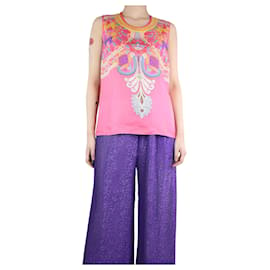 Etro-Pink sleeveless printed blouse - size UK 12-Pink