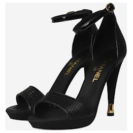Chanel-Talons sandales texturés noirs - taille EU 39-Noir
