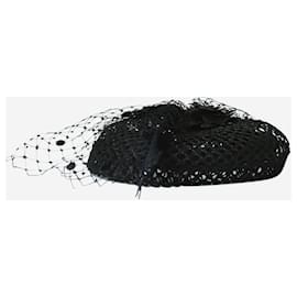 Autre Marque-Black fishnet beret-Black